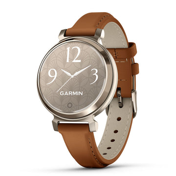 Garmin Lily 2 Classic Smartwatch with Leather Band Cream Gold with Tan Leather Band  