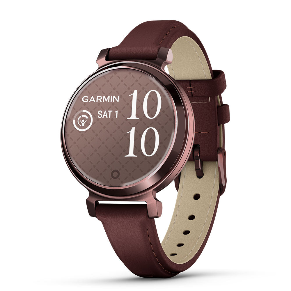 Garmin Lily 2 Classic Smartwatch with Leather Band Dark Bronze with Mulberry Leather Band  