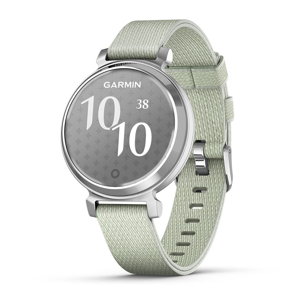 Garmin Lily 2 Classic Smartwatch with Fabric Band Silver with Sage Grey Fabric Band  